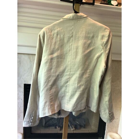 Adrienne Vittadini Women’s Cream with Blue Striped Inside One Button Blazer Suit - Picture 2 of 8